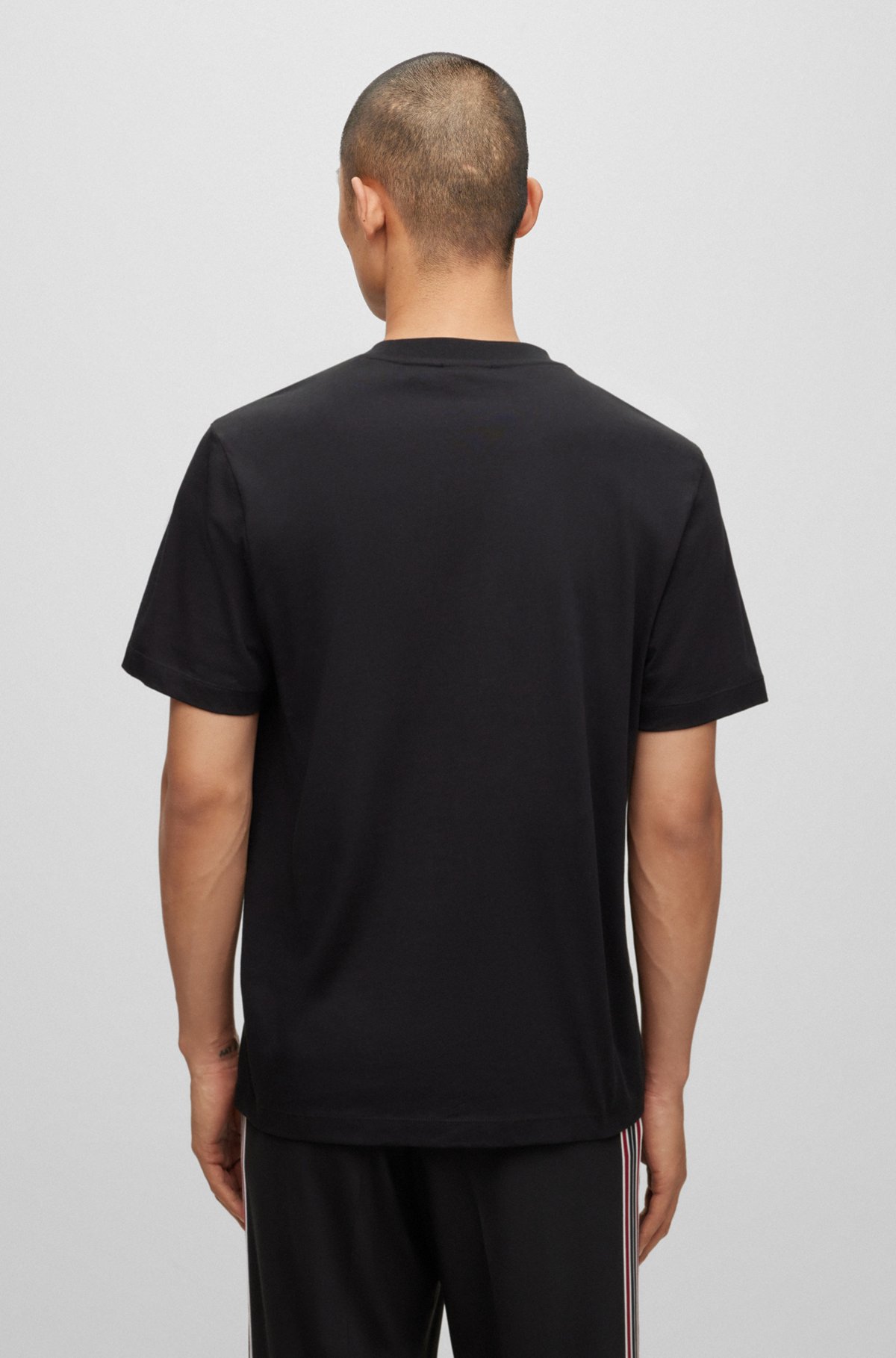 T-shirt en coton biologique avec logo imprimé, Noir