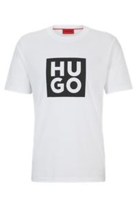 T-shirt de algodão orgânico com impressão do logótipo, Branco