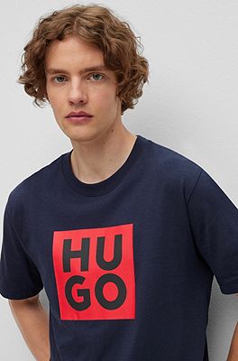 HUGO - Organic-cotton T-shirt with logo print