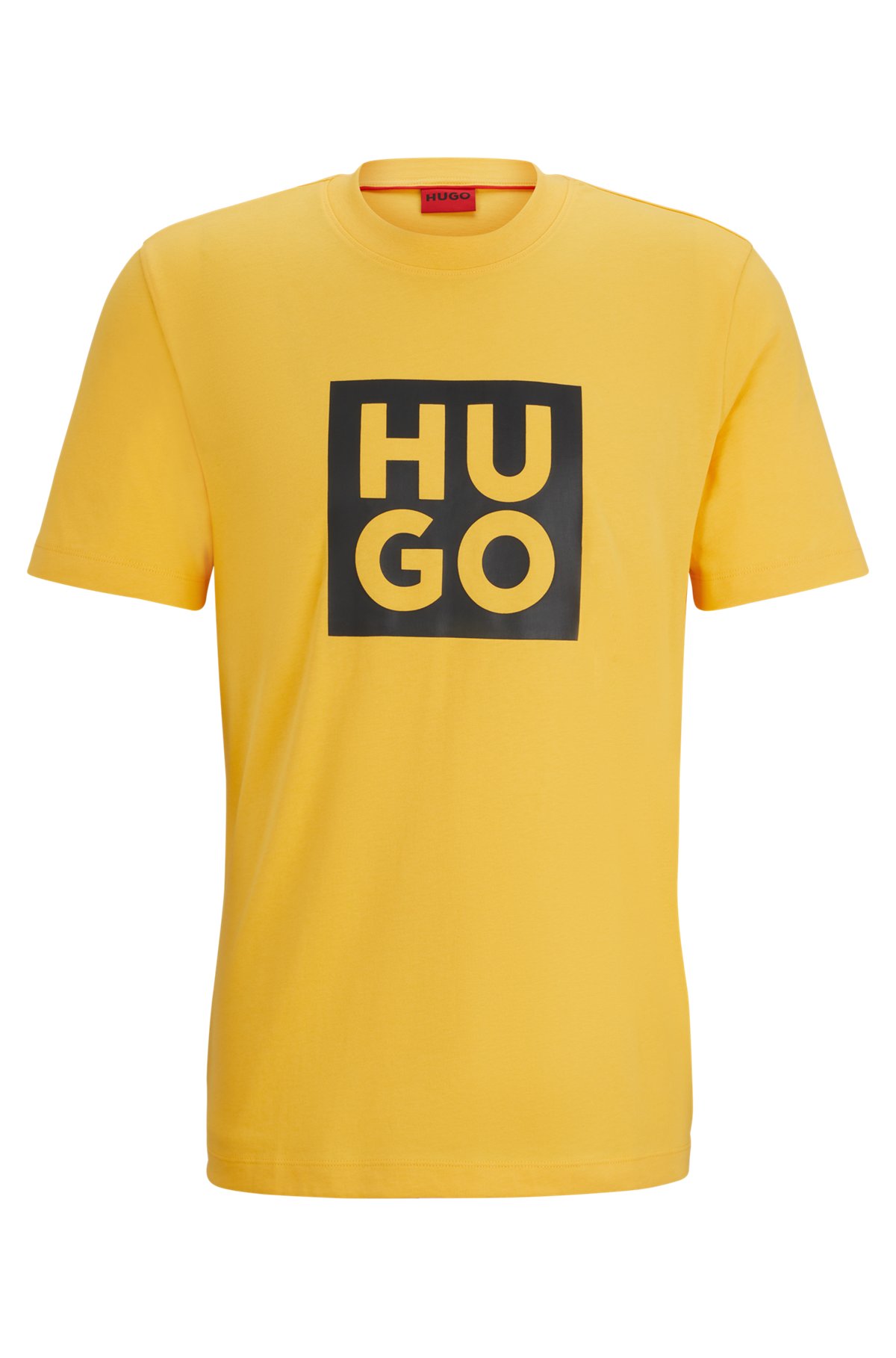 T-shirt de algodão orgânico com impressão do logótipo, Amarelo