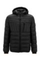 Lightweight hooded puffer jacket with zipped chest pocket, Black