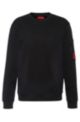 Sweatshirt aus Baumwoll-Terry mit rotem Logo-Label, Schwarz