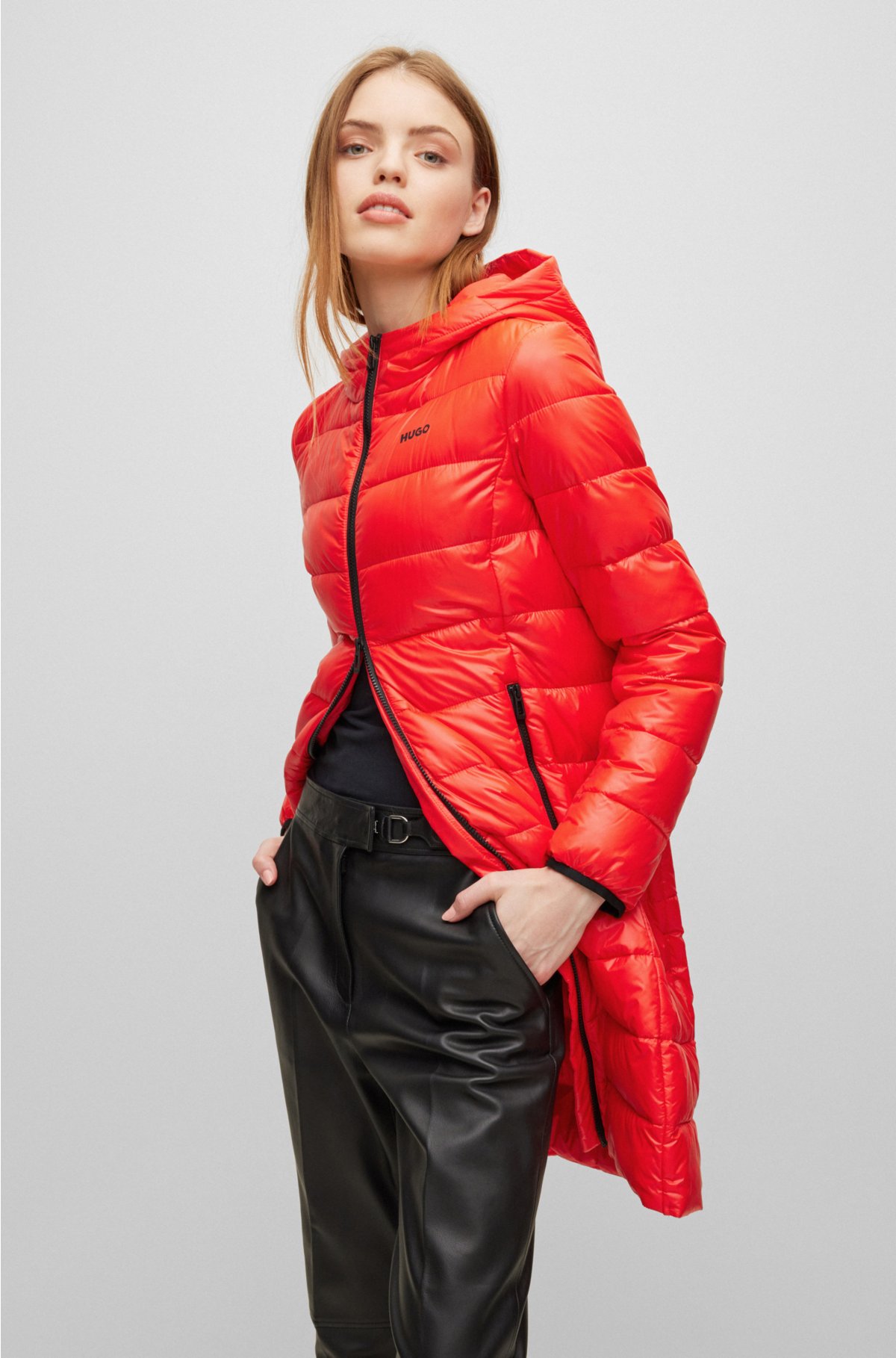 Regular-fit puffer jacket in water-repellent recycled fabric, Red
