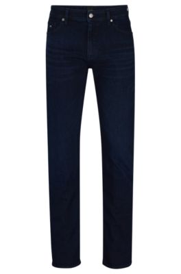 BOSS - Regular-fit jeans in dark-blue cashmere-touch denim