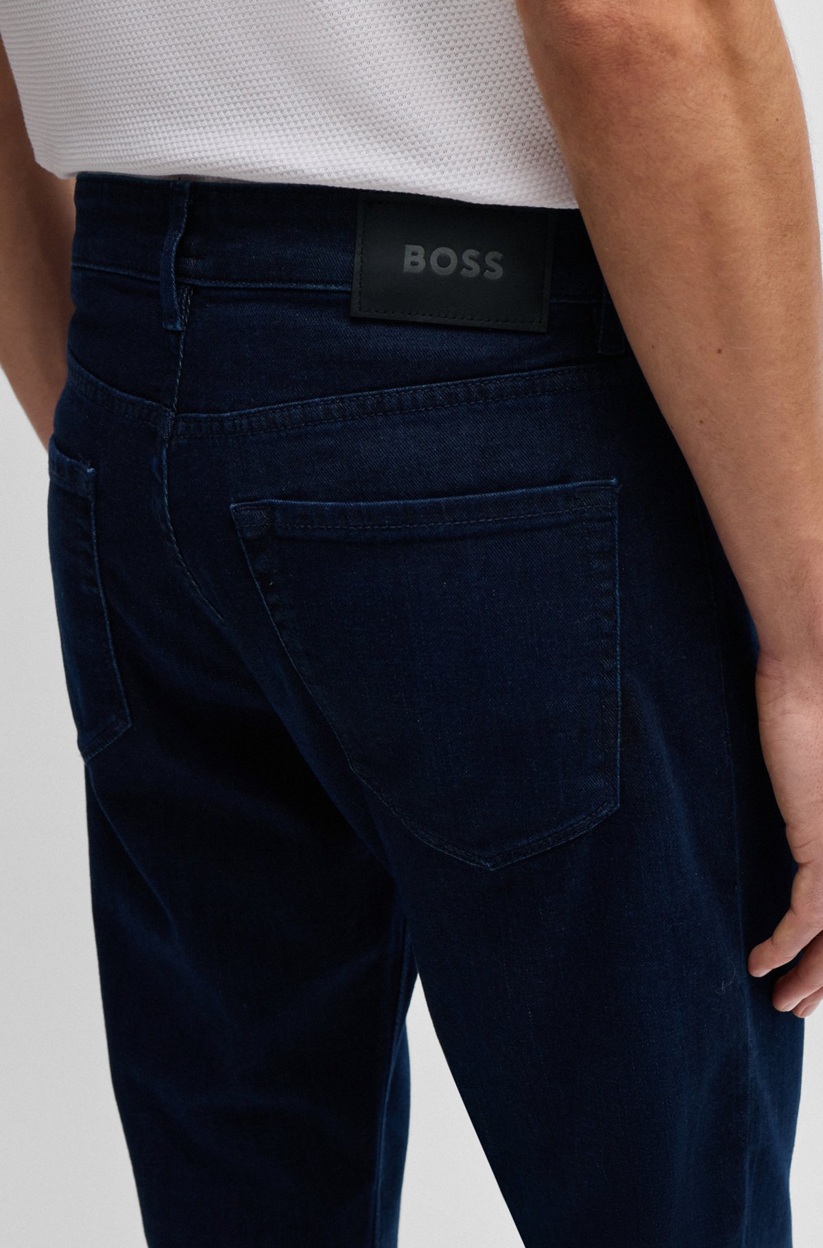 Regular-fit jeans van kasjmierachtig donkerblauw denim, Donkerblauw