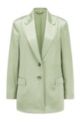 Relaxed-fit jacket in soft satin, Light Green