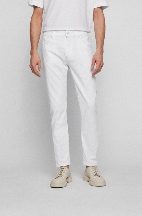 Tapered-fit jeans in Italian stretch denim, White