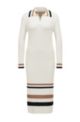 Rib-knit dress with signature stripe details, White