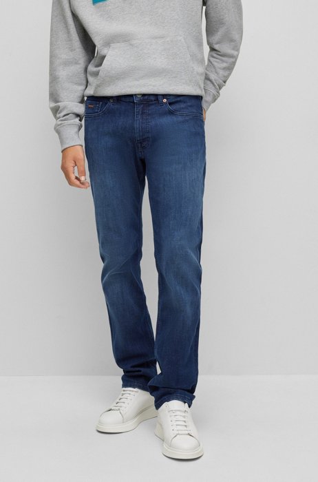 Slim-fit jeans in dark-blue super-stretch denim, Blue