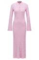 Longline dress in ribbed fabric with polo collar, light pink