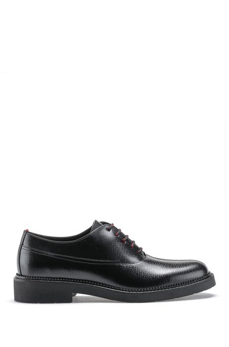 Logo-print Derby shoes in brush-off leather, Black
