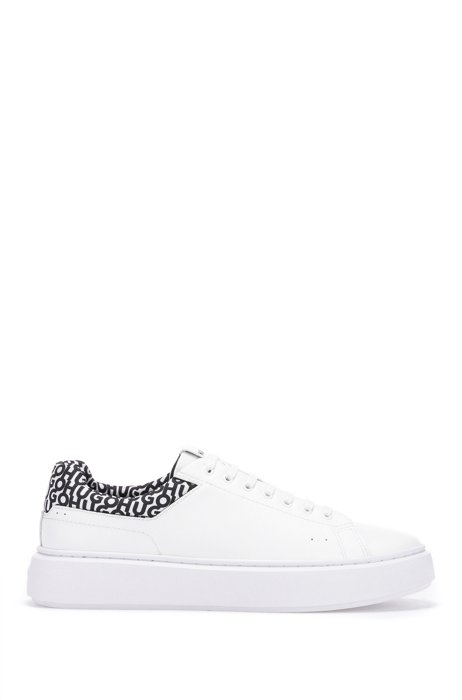 Low-top trainers with logo-print collar, White
