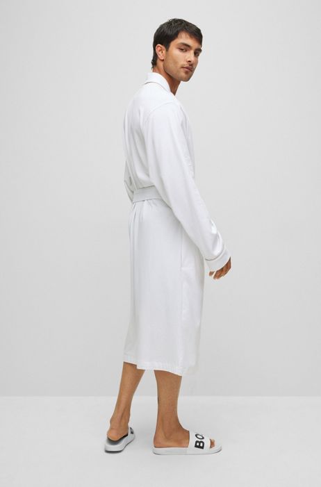 Herren Bekleidung Nachtwäsche BOSS by HUGO BOSS Baumwolle Morgenmantel aus Baumwoll-Jersey mit Logo-Stickerei in Weiß für Herren 