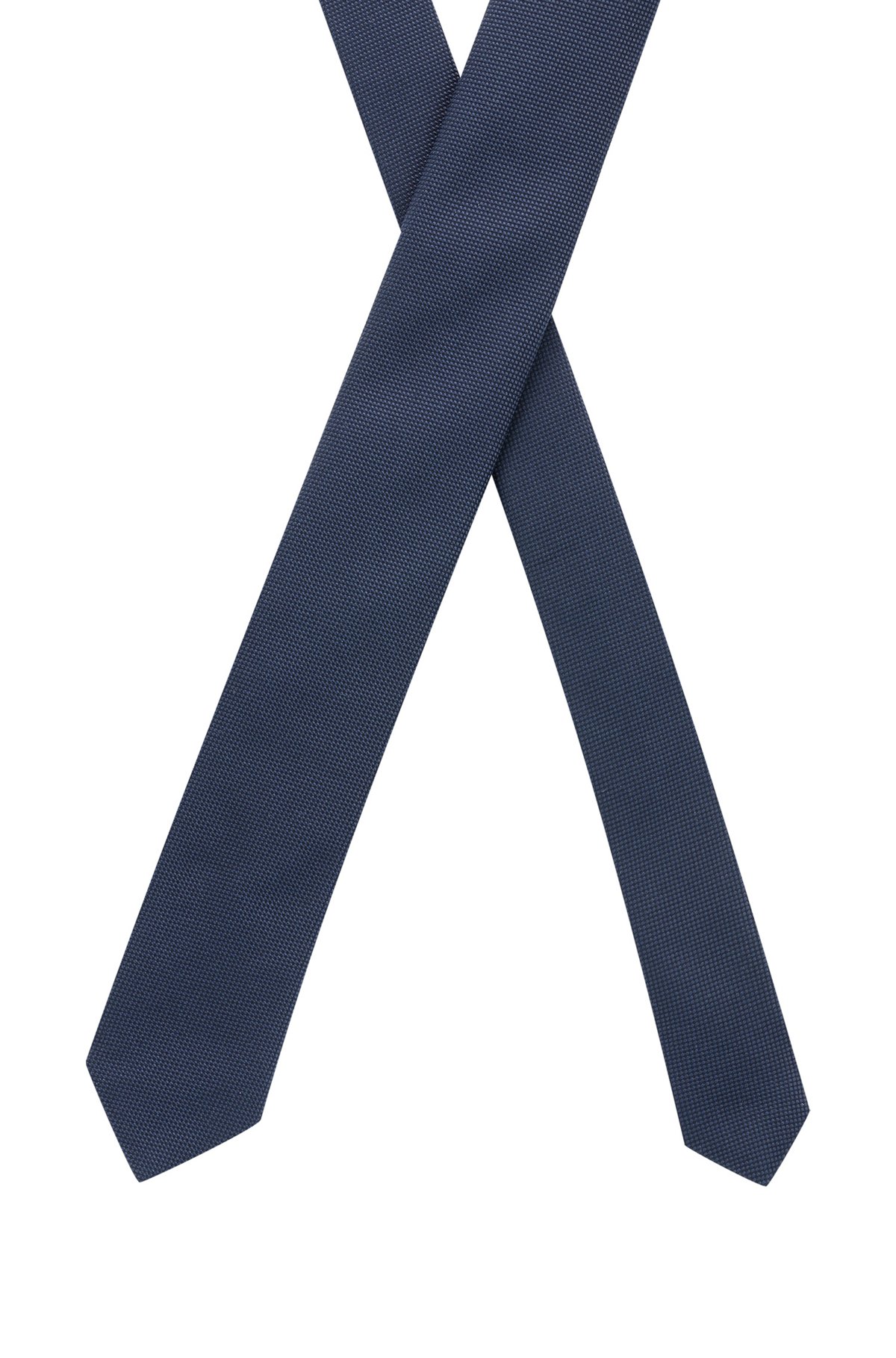 Cravate jacquard à micro motif en pure soie, Bleu foncé