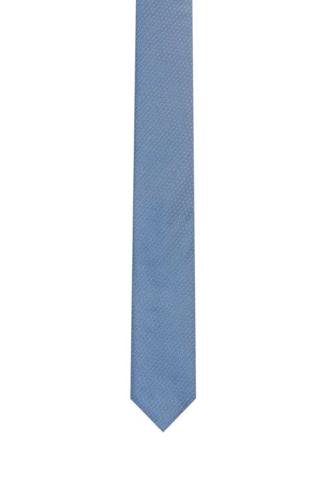 Silk-jacquard tie with micro pattern, Light Blue