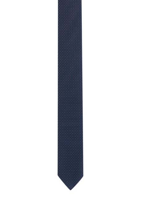 Cravatta in seta jacquard con micromotivo, Blu scuro