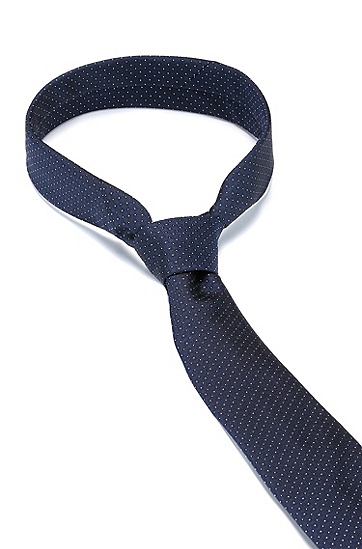 微图案真丝提花领带,  405_Dark Blue