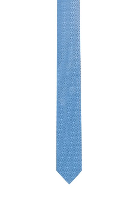 Silk-jacquard tie with micro pattern, Light Blue