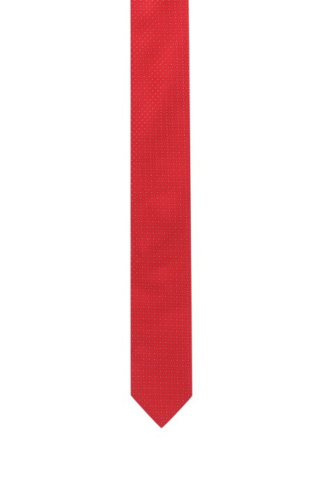 Silk-jacquard tie with micro pattern, Red