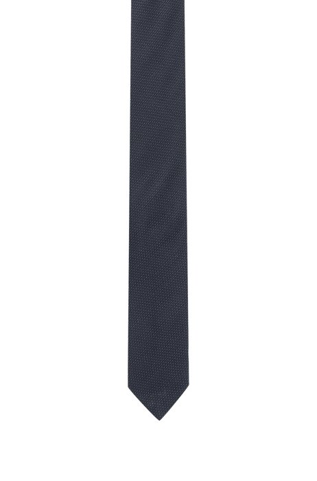 Silk-jacquard tie with all-over micro pattern, Black