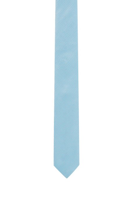 Silk-jacquard tie with all-over micro pattern, Turquoise