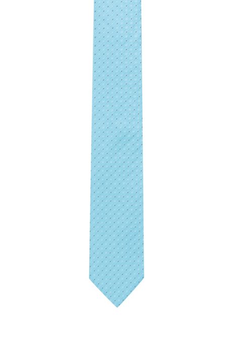 Cravate en jacquard de soie à motif intégral, Turquoise