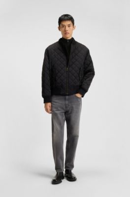 Zip-neck sweater in cotton with red logo label, Black