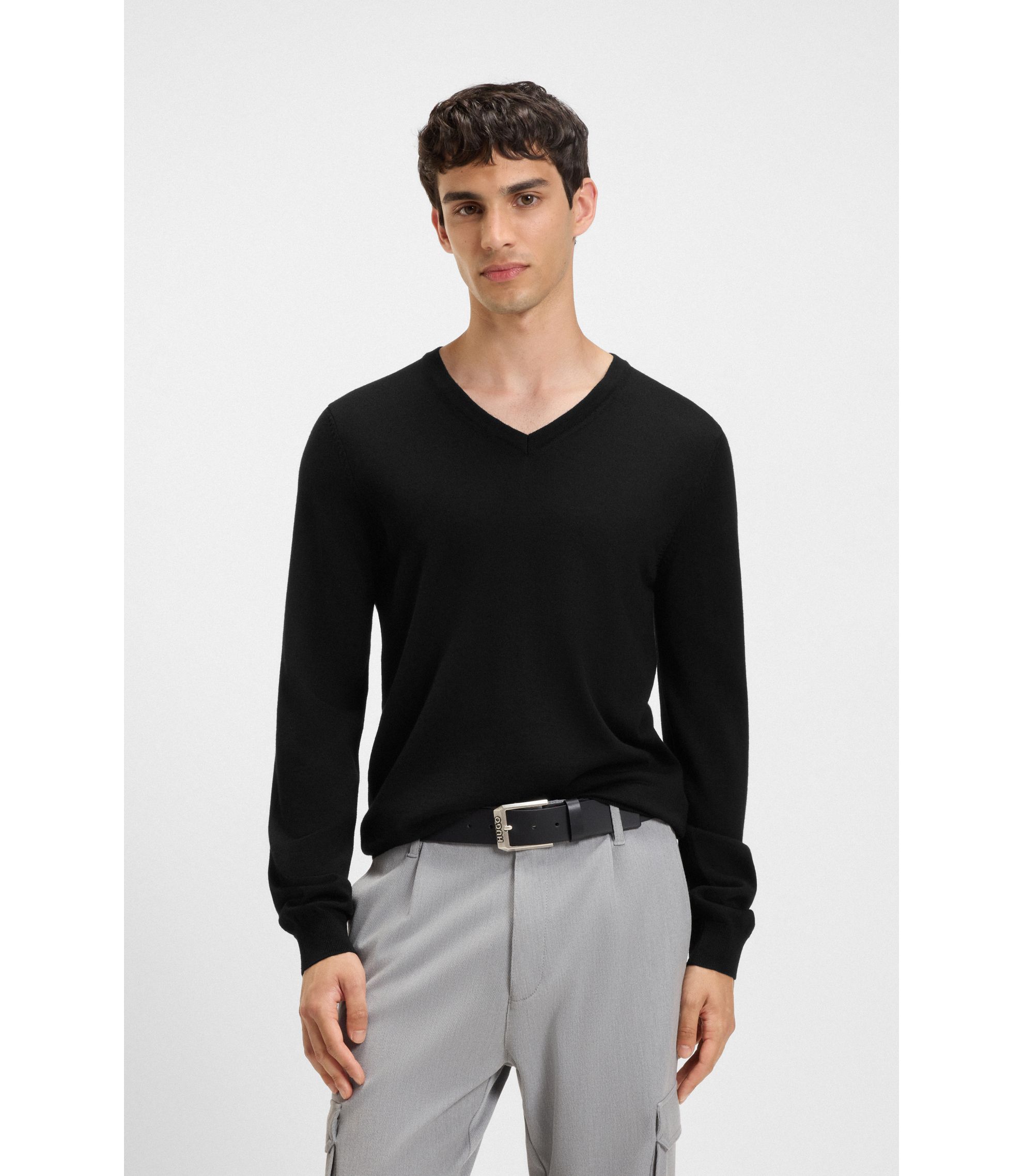Vネックセーター | 黒 | HUGO BOSS