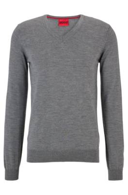 Hugo Boss Slim-fit V-neck Sweater In Virgin Wool