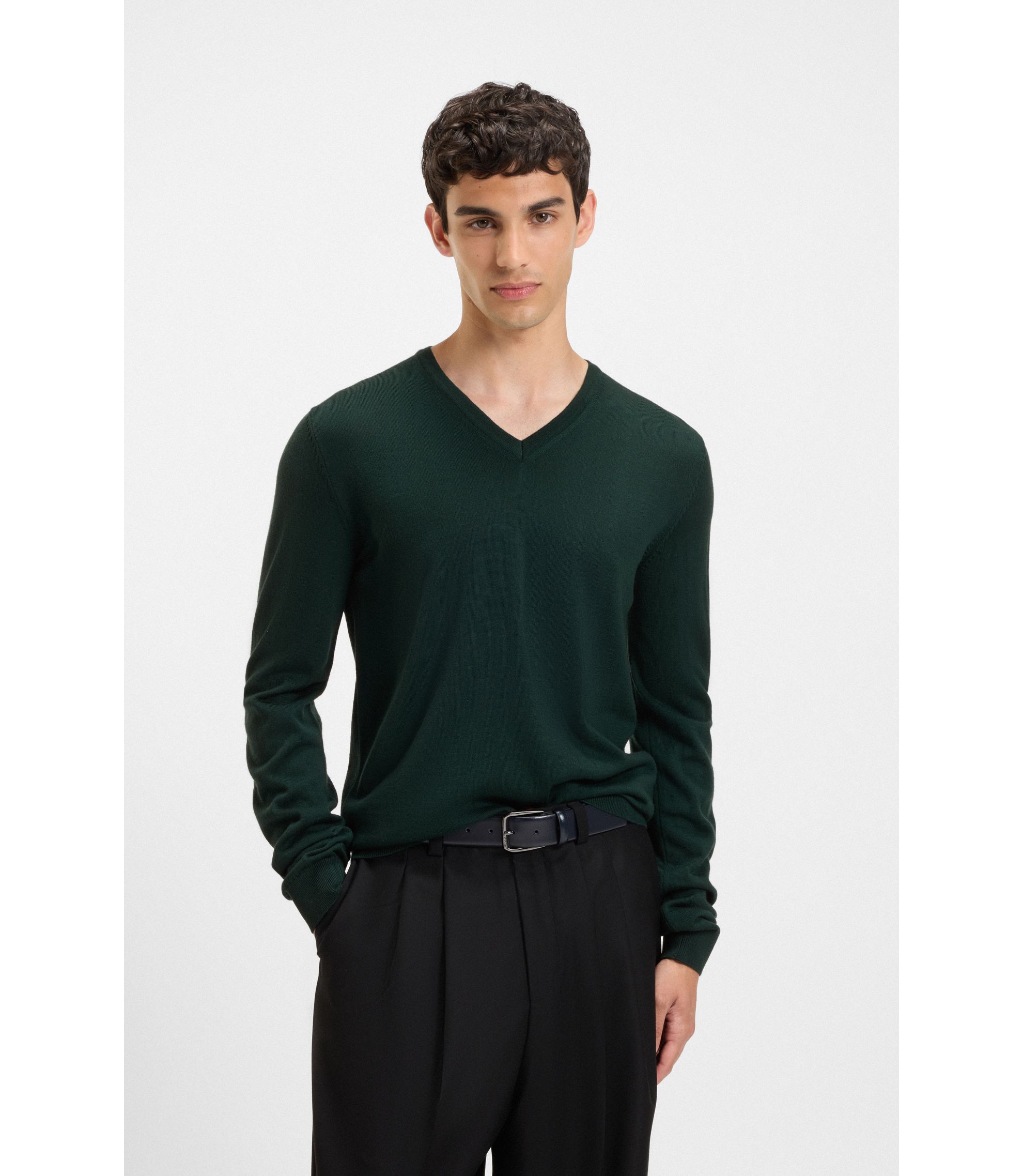 Pullover aus Schurwolle mit V-Ausschnitt