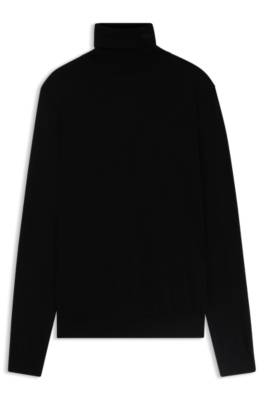 Merino-wool rollneck sweater with embroidered logo 1
