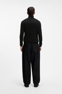 Hugo Merino-wool rollneck sweater with embroidered logo polotröjor herr – bild 3