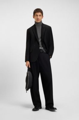 Regular-fit rollneck sweater in virgin wool, Grey