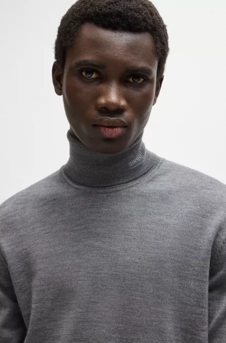 Regular-fit rollneck sweater in virgin wool