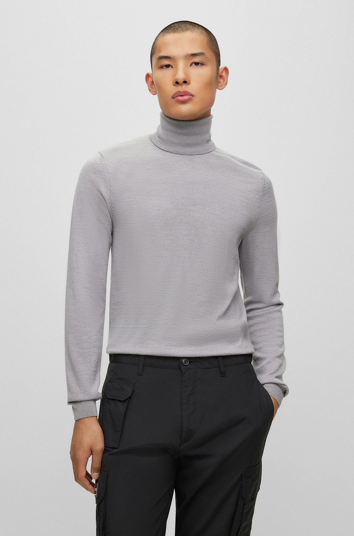 Buy Men Grey Turtleneck Pullover online
