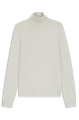 Regular-fit rollneck sweater in virgin wool, White