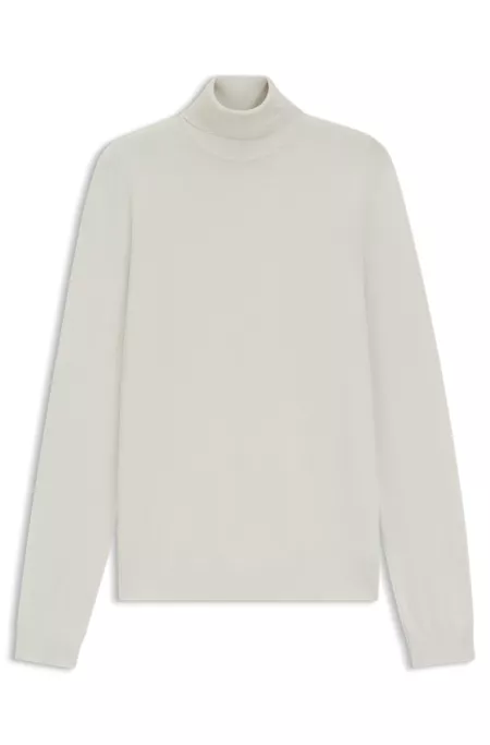 Pull à col roulé en laine mérinos avec logo brodé