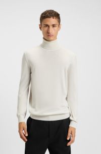 Regular-fit rollneck sweater in virgin wool, White