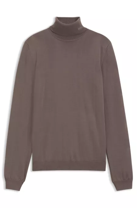 Pull à col roulé en laine mérinos avec logo brodé