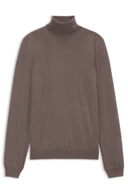 Hugo Merino-wool rollneck sweater with embroidered logo polotröjor herr – bild 4