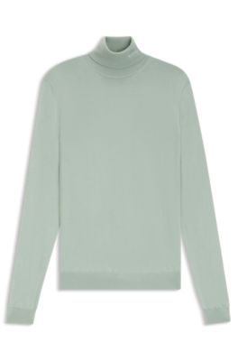 Regular-fit rollneck sweater in virgin wool, Light Green