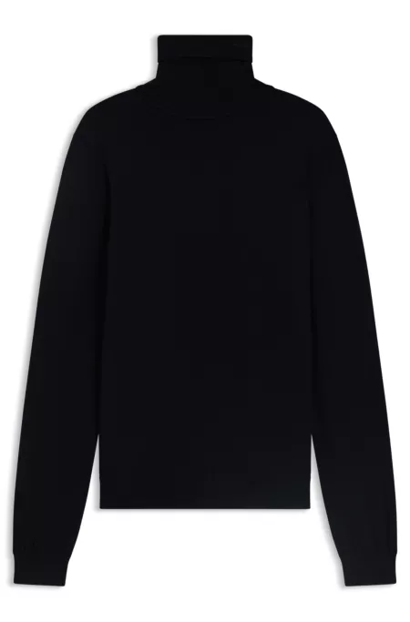 Pull à col roulé en laine mérinos avec logo brodé