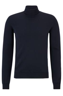 Hugo Merino-wool rollneck sweater with embroidered logo polotröjor herr – bild 4