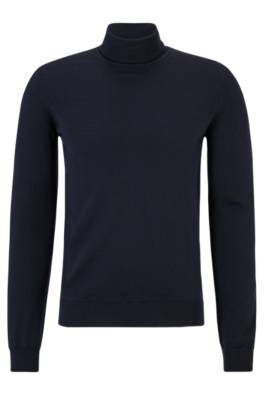 Hugo Slim-fit Rollneck Sweater In Virgin Wool In Black