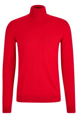 HUGO Regular fit rollneck sweater in virgin wool Red