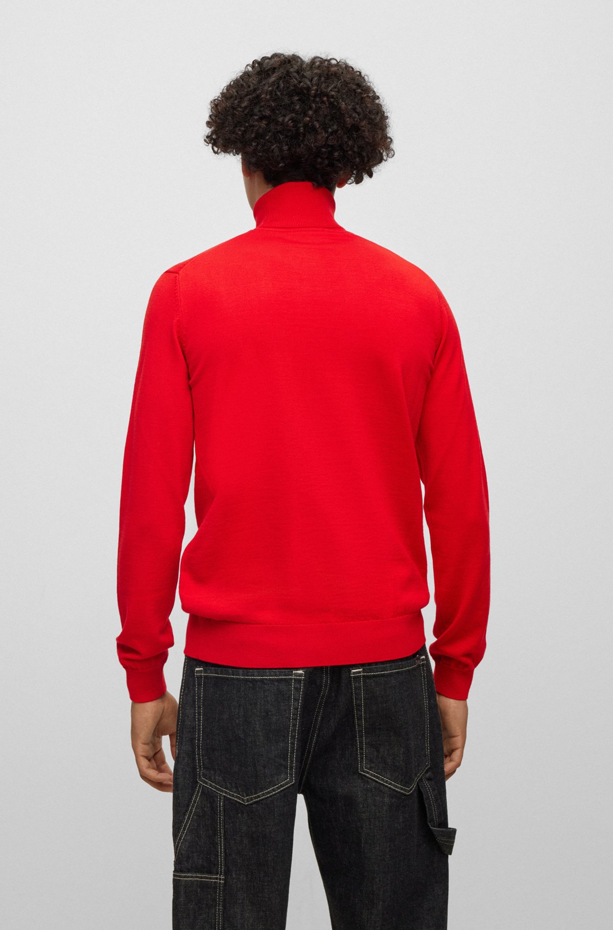 Regular-fit rollneck sweater in virgin wool, Red