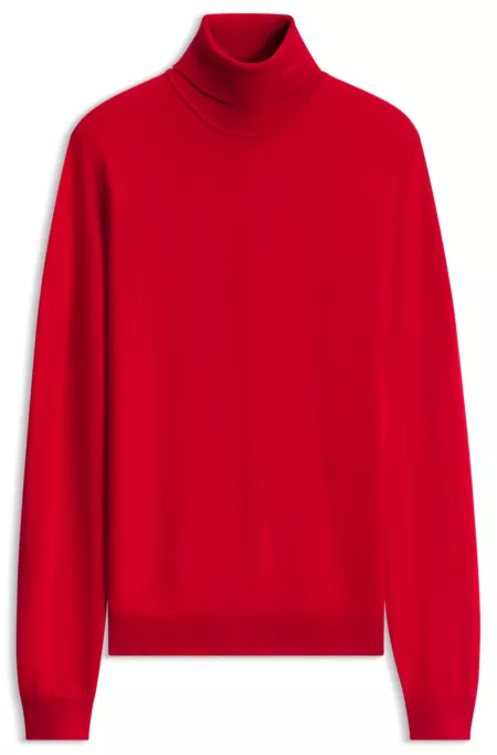 Pull à col roulé en laine mérinos avec logo brodé
