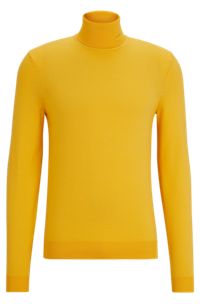 Slim-fit rollneck sweater in virgin wool, Yellow