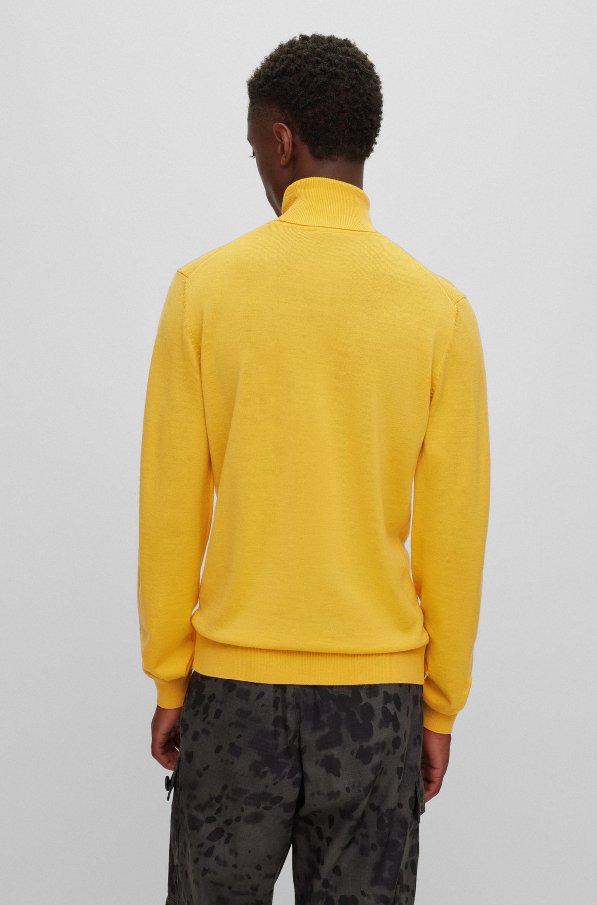 Regular-fit rollneck sweater in virgin wool, Yellow