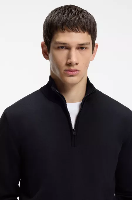 Merino-wool sweater with zip neck